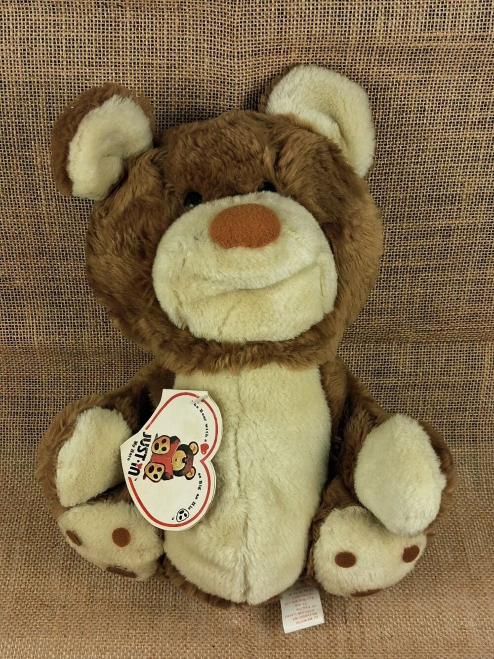 VTG 1981 Just In Sutton Toy Co. Plush Teddy Bear Brown & Cream 12"